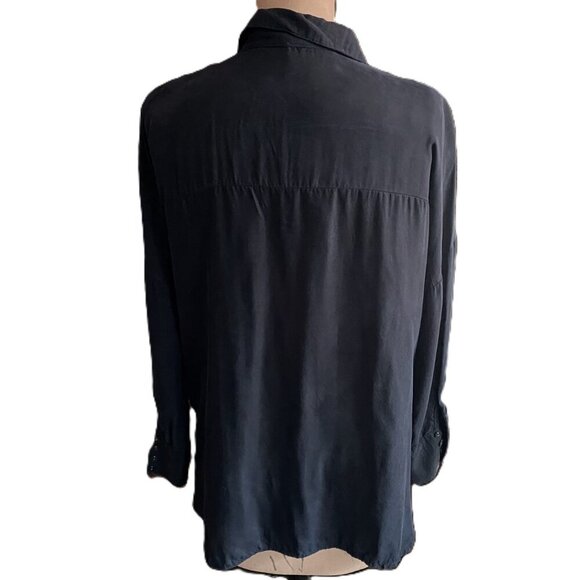 DISSH button down dark blue navy long sleeve shirt top blouse - Picture 2 of 9
